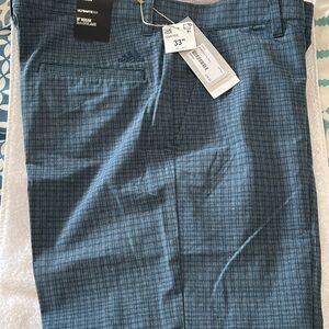 adidas Blue Checkered Men's Flat Front Shorts